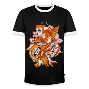 Kirschblüte Nishikigoi Geschenk Sakura Koi Karpfen - Männer Kontrast-T-Shirt - Schwarz/Weiß - Vorne - AI Model Female 172 light (172cm) & AI Model Male 178 light (178cm)