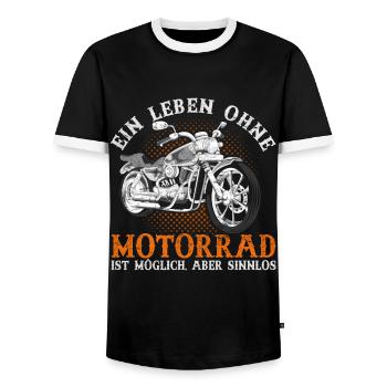 Ein Leben ohne Motorrad ist möglich aber sinnlos - Männer Kontrast-T-Shirt - Schwarz/Weiß - Vorne - AI Model Female 172 light (172cm) & AI Model Male 178 light (178cm)