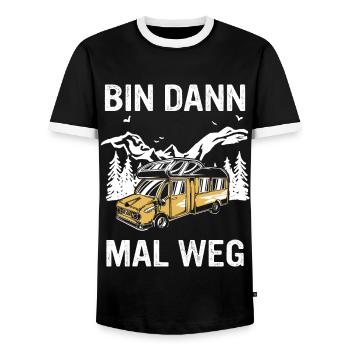 Camping Wohnwagen Camper - Männer Kontrast-T-Shirt - Schwarz/Weiß - Vorne - AI Model Female 172 light (172cm) & AI Model Male 178 light (178cm)