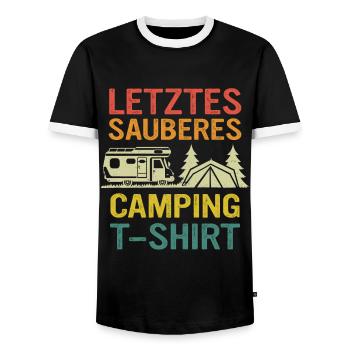 Camping Wohnwagen Camper - Männer Kontrast-T-Shirt - Schwarz/Weiß - Vorne - AI Model Female 172 light (172cm) & AI Model Male 178 light (178cm)