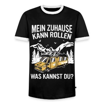 Camping Wohnwagen Camper - Männer Kontrast-T-Shirt - Schwarz/Weiß - Vorne - AI Model Female 172 light (172cm) & AI Model Male 178 light (178cm)