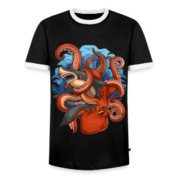 Sea Animal Octopus Ocean Animal Shark Gift Octopus - T-shirt contrasté Homme - noir/blanc - Devant - AI Model Female 172 light (172cm) & AI Model Male 178 light (178cm)