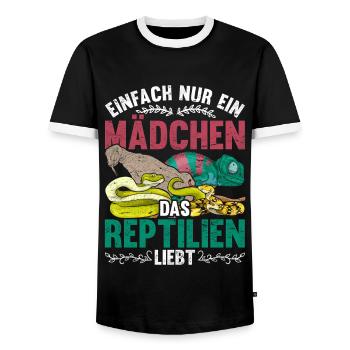 Einfach nur ein Mädchen das Reptilien liebt Reptil - Männer Kontrast-T-Shirt - Schwarz/Weiß - Vorne - AI Model Female 172 light (172cm) & AI Model Male 178 light (178cm)