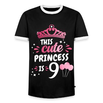 Cadeau 9 ans anniversaire garçon ou fille - T-shirt contrasté Homme - noir/blanc - Devant - AI Model Female 172 light (172cm) & AI Model Male 178 light (178cm)