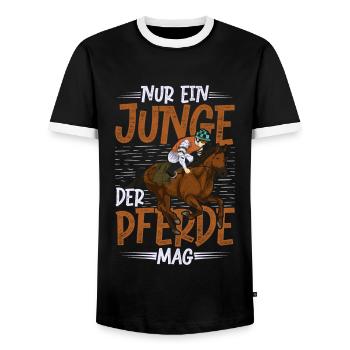 Nur ein Junge der Pferde mag Pferde Reiten Pferd - Männer Kontrast-T-Shirt - Schwarz/Weiß - Vorne - AI Model Female 172 light (172cm) & AI Model Male 178 light (178cm)