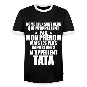 Les plus importants m'appellent Tata - Prénom Tata - T-shirt contrasté Homme - noir/blanc - Devant - AI Model Female 172 light (172cm) & AI Model Male 178 light (178cm)