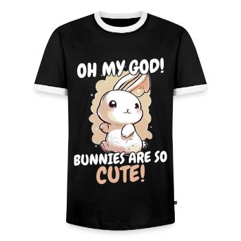 Hase Häschen Tier Haustier Hasen - Männer Kontrast-T-Shirt - Schwarz/Weiß - Vorne - AI Model Female 172 light (172cm) & AI Model Male 178 light (178cm)