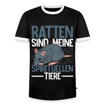 Ratten sind meine spirituellen Tiere Ratte - Männer Kontrast-T-Shirt - Schwarz/Weiß - Vorne - AI Model Female 172 light (172cm) & AI Model Male 178 light (178cm)