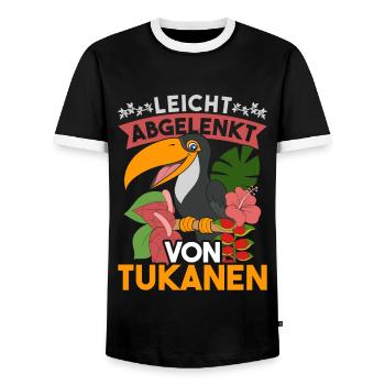 Exotisches Tier Vogel Geschenk Lustiges Tukan - Männer Kontrast-T-Shirt - Schwarz/Weiß - Vorne - AI Model Female 172 light (172cm) & AI Model Male 178 light (178cm)