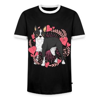 Les chiens adorent Bostie Gift Boston Terrier - T-shirt contrasté Homme - noir/blanc - Devant - AI Model Female 172 light (172cm) & AI Model Male 178 light (178cm)