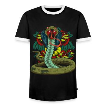 Predator Snake Gift Exotic Flower Cobra - Men's Ringer Shirt - black/white - Front - AI Model Female 172 light (172cm) & AI Model Male 178 light (178cm)