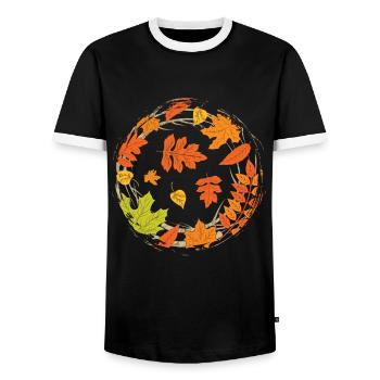 Bunte Laubblätter Wald Laub Geschenk Herbst - Männer Kontrast-T-Shirt - Schwarz/Weiß - Vorne - AI Model Female 172 light (172cm) & AI Model Male 178 light (178cm)