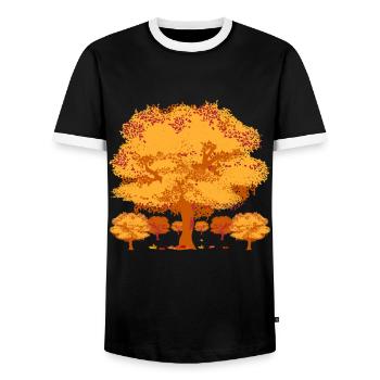 Natur Wald Baum Laubblätter Geschenk Herbst - Männer Kontrast-T-Shirt - Schwarz/Weiß - Vorne - AI Model Female 172 light (172cm) & AI Model Male 178 light (178cm)