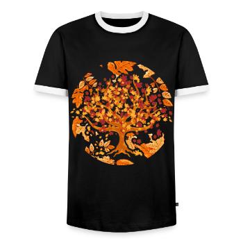 Natur Laub Wald Bunte Laubblätter Geschenk Herbst - Männer Kontrast-T-Shirt - Schwarz/Weiß - Vorne - AI Model Female 172 light (172cm) & AI Model Male 178 light (178cm)