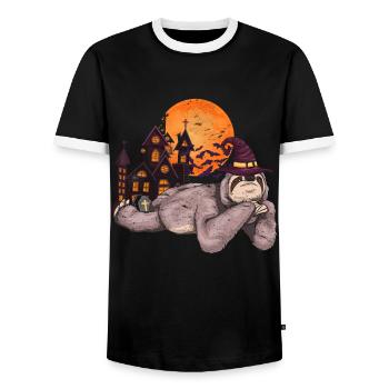 Witches Hat Full Moon Gift Halloween Sloth - Men's Ringer Shirt - black/white - Front - AI Model Female 172 light (172cm) & AI Model Male 178 light (178cm)