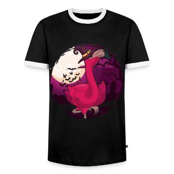 Bird Witch Animal Halloween Gift Pink Flamingo - Men's Ringer Shirt - black/white - Front - AI Model Female 172 light (172cm) & AI Model Male 178 light (178cm)