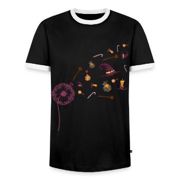 Gruseliges Hexen Hut Geschenk Pusteblume Halloween - Männer Kontrast-T-Shirt - Schwarz/Weiß - Vorne - AI Model Female 172 light (172cm) & AI Model Male 178 light (178cm)