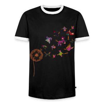 Gruseliges Hexen Geschenk Pusteblume Halloween - Männer Kontrast-T-Shirt - Schwarz/Weiß - Vorne - AI Model Female 172 light (172cm) & AI Model Male 178 light (178cm)