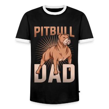 Chiens Papa Propriétaires de chiens Cadeau de fête des pères Pitbull - T-shirt contrasté Homme - noir/blanc - Devant - AI Model Female 172 light (172cm) & AI Model Male 178 light (178cm)