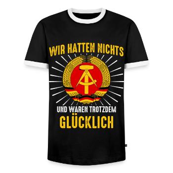 Ostdeutschland Osten Ossi DDR Heimat Ostblock - Männer Kontrast-T-Shirt - Schwarz/Weiß - Vorne - AI Model Female 172 light (172cm) & AI Model Male 178 light (178cm)