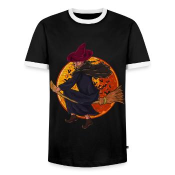 Full Moon Witch’s Broom Cadeau Sorcière d’Halloween - T-shirt contrasté Homme - noir/blanc - Devant - AI Model Female 172 light (172cm) & AI Model Male 178 light (178cm)