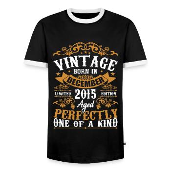 December 2015 Birthday Gift December 2015 - Men's Ringer Shirt - black/white - Front - AI Model Female 172 light (172cm) & AI Model Male 178 light (178cm)