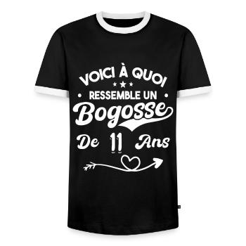 Bogosse 11 ans Cadeau Humour Anniversaire 11 ans - T-shirt contrasté Homme - noir/blanc - Devant - AI Model Female 172 light (172cm) & AI Model Male 178 light (178cm)