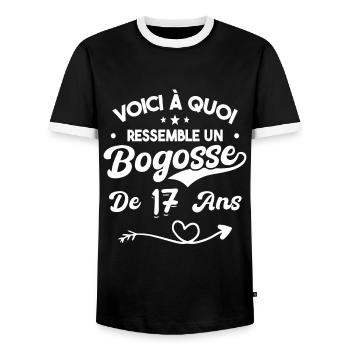 Bogosse 17 ans Cadeau Humour Anniversaire 17 ans - T-shirt contrasté Homme - noir/blanc - Devant - AI Model Female 172 light (172cm) & AI Model Male 178 light (178cm)