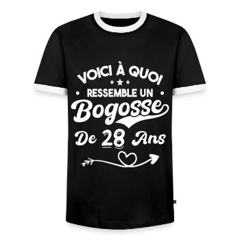 Bogosse 28 ans Cadeau Humour Anniversaire 28 ans - T-shirt contrasté Homme - noir/blanc - Devant - AI Model Female 172 light (172cm) & AI Model Male 178 light (178cm)
