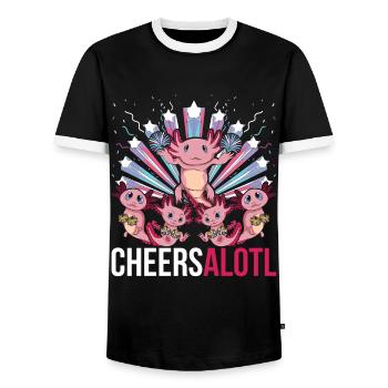 Cheersalotl Amphibian Cadeau Cheerleading Axolotl - T-shirt contrasté Homme - noir/blanc - Devant - AI Model Female 172 light (172cm) & AI Model Male 178 light (178cm)