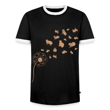 Cadeau amoureux des animaux pissenlit capybara - T-shirt contrasté Homme - noir/blanc - Devant - AI Model Female 172 light (172cm) & AI Model Male 178 light (178cm)