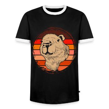 Retro Capybara Liebhaber Tier Niedliches Capybara - Männer Kontrast-T-Shirt - Schwarz/Weiß - Vorne - AI Model Female 172 light (172cm) & AI Model Male 178 light (178cm)