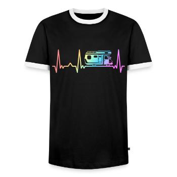 Camping Caravan Camper Motorhome - Men's Ringer Shirt - black/white - Front - AI Model Female 172 light (172cm) & AI Model Male 178 light (178cm)
