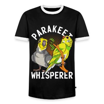 Vogelliebhaber Vogel Flüsterer Geschenk Sittich - Männer Kontrast-T-Shirt - Schwarz/Weiß - Vorne - AI Model Female 172 light (172cm) & AI Model Male 178 light (178cm)