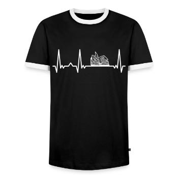 Book Reading Books Book Nerd Bookworm - Men's Ringer Shirt - black/white - Front - AI Model Female 172 light (172cm) & AI Model Male 178 light (178cm)