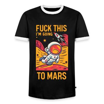 Lustiger Spruch Fuck This I'm Going To Mars - Men's Ringer Shirt - black/white - Front - AI Model Female 172 light (172cm) & AI Model Male 178 light (178cm)