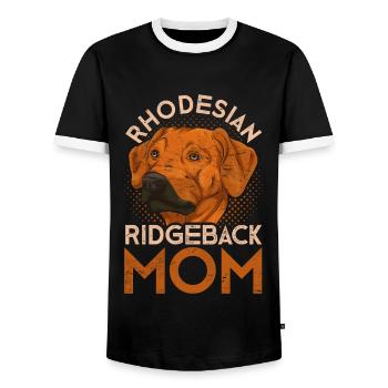 Rhodesian Ridgeback Mom Mother's Day Gift Dogs - Men's Ringer Shirt - black/white - Front - AI Model Female 172 light (172cm) & AI Model Male 178 light (178cm)