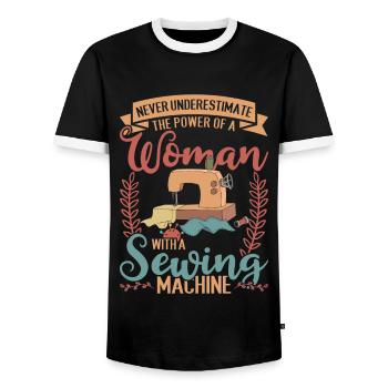Seamstress Sewing Machine Women Gift Funny Sewing - Men's Ringer Shirt - black/white - Front - AI Model Female 172 light (172cm) & AI Model Male 178 light (178cm)