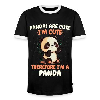 Pandabär Panda Tier Pandas - Männer Kontrast-T-Shirt - Schwarz/Weiß - Vorne - AI Model Female 172 light (172cm) & AI Model Male 178 light (178cm)
