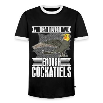 Vous ne pouvez jamais avoir assez de cockatiels animaux - T-shirt contrasté Homme - noir/blanc - Devant - AI Model Female 172 light (172cm) & AI Model Male 178 light (178cm)