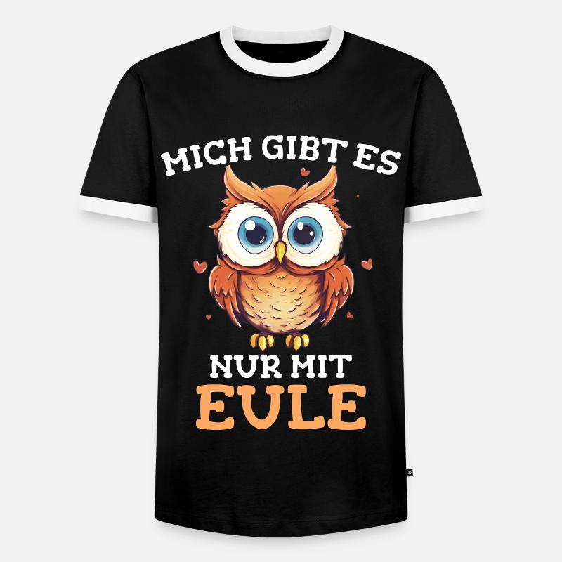 Nachteule Eule Eulen Vogel - Männer Kontrast-T-Shirt - Schwarz/Weiß
