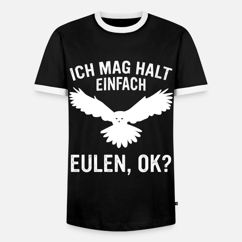 Nachteule Eule Eulen Vogel - Männer Kontrast-T-Shirt - Schwarz/Weiß