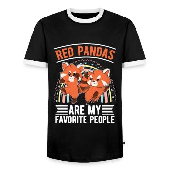 Chinesisches Tier Geschenk Lustiges Roter Panda - Männer Kontrast-T-Shirt - Schwarz/Weiß - Vorne - AI Model Female 172 light (172cm) & AI Model Male 178 light (178cm)