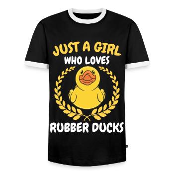 Canards en caoutchouc Salle de bain Canard jaune - T-shirt contrasté Homme - noir/blanc - Devant - AI Model Female 172 light (172cm) & AI Model Male 178 light (178cm)