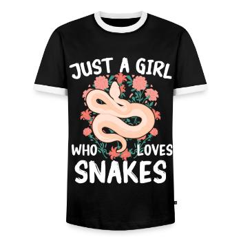 Snake, Snake, Animal - Men's Ringer Shirt - black/white - Front - AI Model Female 172 light (172cm) & AI Model Male 178 light (178cm)