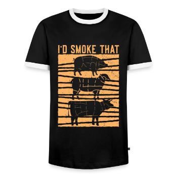 Je grillerais le cadeau drôle de grillades - T-shirt contrasté Homme - noir/blanc - Devant - AI Model Female 172 light (172cm) & AI Model Male 178 light (178cm)