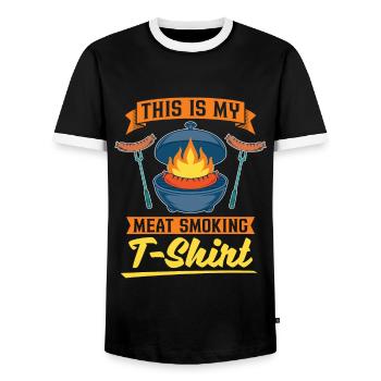Grillades de viande T-shirt Cadeau Drôle de grillades - T-shirt contrasté Homme - noir/blanc - Devant - AI Model Female 172 light (172cm) & AI Model Male 178 light (178cm)