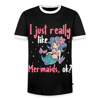 Mermaid Fable Mermaids Fairy Tale - Men's Ringer Shirt - black/white - Front - AI Model Female 172 light (172cm) & AI Model Male 178 light (178cm)