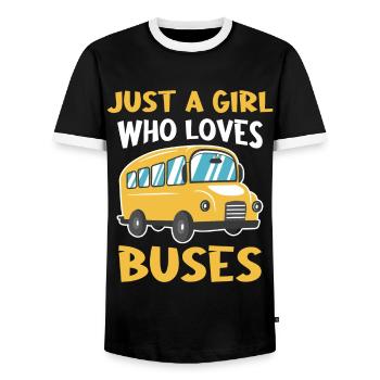 Bus Busfahrer Schulbus - Männer Kontrast-T-Shirt - Schwarz/Weiß - Vorne - AI Model Female 172 light (172cm) & AI Model Male 178 light (178cm)