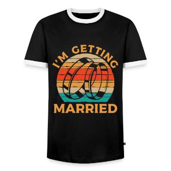 Propositions de mariage rétro anneaux cadeau fiançailles - T-shirt contrasté Homme - noir/blanc - Devant - AI Model Female 172 light (172cm) & AI Model Male 178 light (178cm)